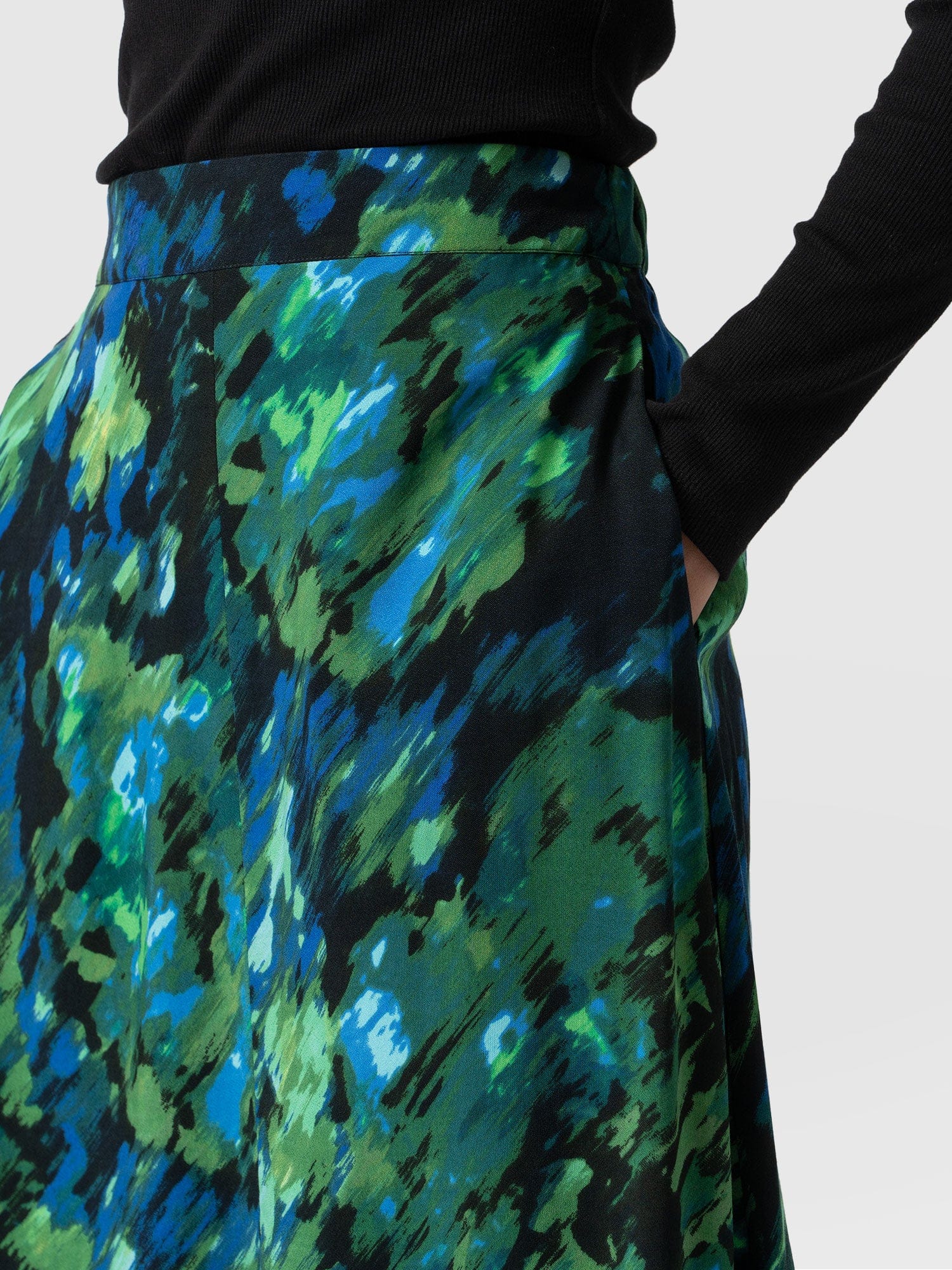 Marina Midi Skirt Green Satellite - Women's Skirts | Saint + Sofia® USA